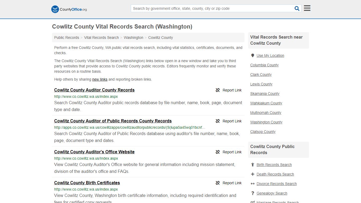 Vital Records Search - Cowlitz County, WA (Birth, Death ...